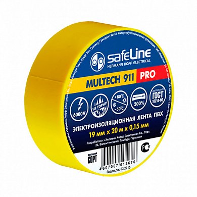 Изолента&nbsp;&nbsp;желтая 19мм*20м&nbsp;&nbsp;Safeline